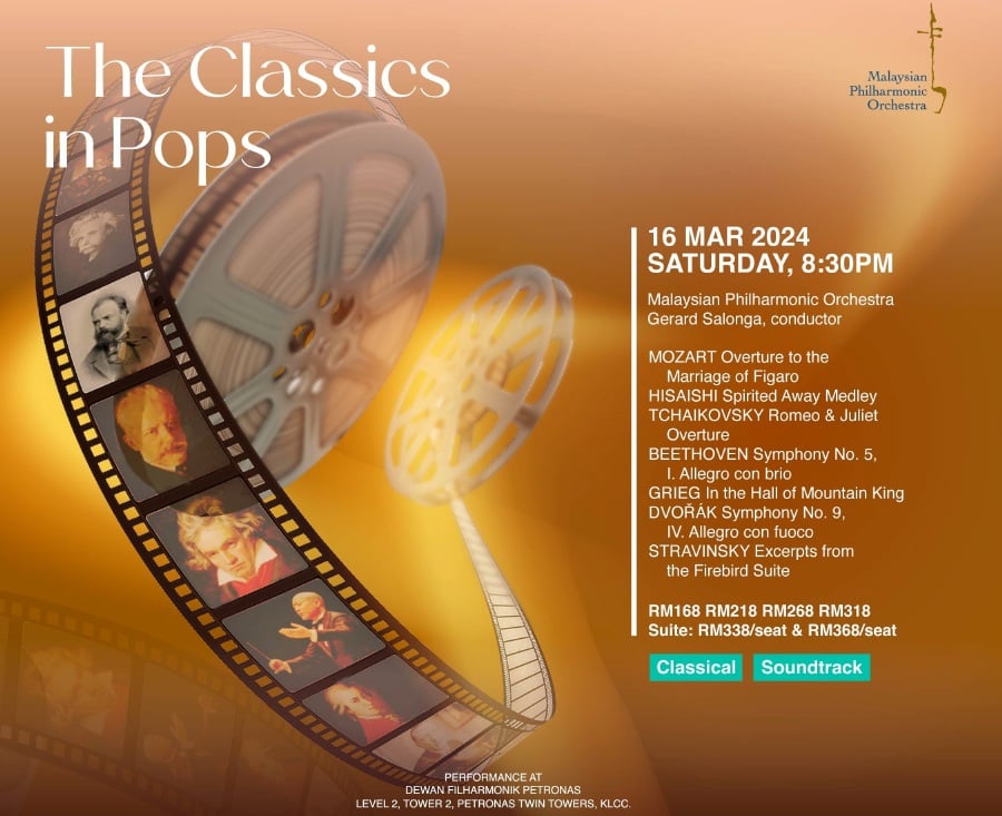 A specially curated selection of successful classical pop crossovers will be presented by the MPO at DFP, KLCC on March 16. – Pic courtesy of MPO