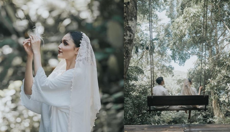 Puteri Aishah, who hopes to tie the knot this month, shared a few pictures of her special pre-wedding photoshoot on social media recently. – Pic from IG