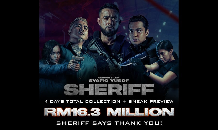 Director Syafiq Yusof's crime thriller 'Sheriff', which stars Zul Ariffin as the titular lead, has collected RM16.3 million at the box office in just four days of screening. (Astro Shaw)