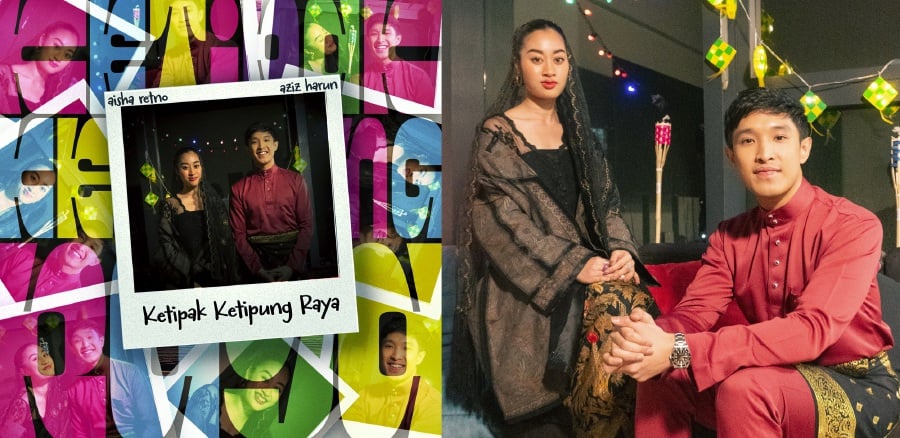 Singers Aisha Retno and Aziz Harun collaborate for the second time to produce the festive Raya song, ‘Ketipak Ketipung Raya’. - Pic courtesy of Sony Music Malaysia