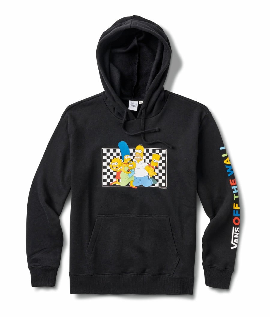 Black hoodie with The Simpsons family plastered across the chest.