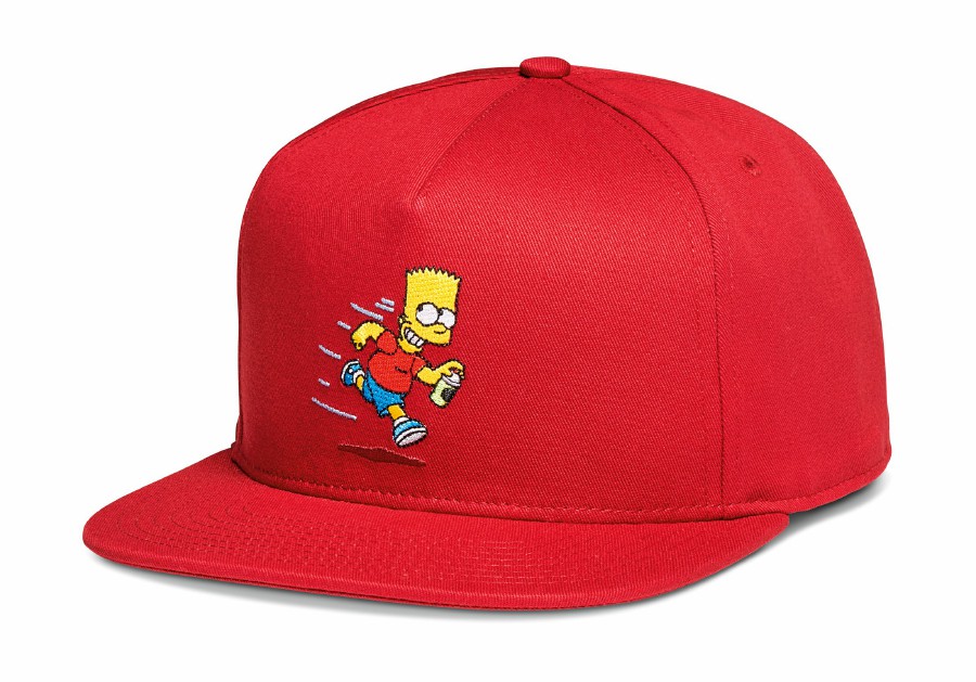 A red cap featuring Bart.