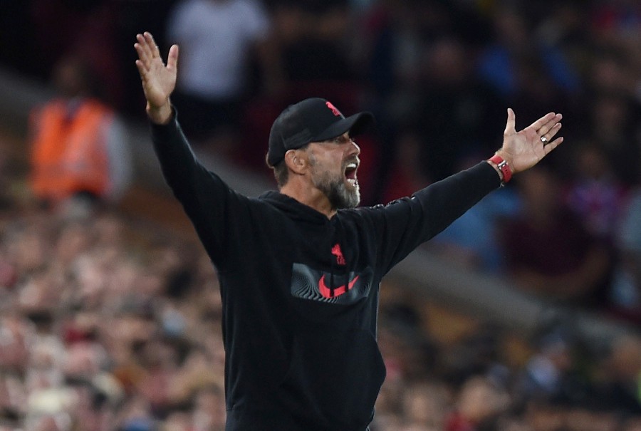 Liverpool manager Juergen Klopp reacts during the match against Crystal Palace. -REUTERS PIC