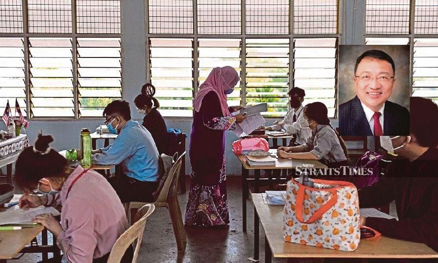 President of the Association of the Boards of Management of Aided Primary Schools in Kuching, Samarahan and Serian, Datuk Jonathan Chai (inset) says the adversarial political beliefs and ideologies among the teachers might even cause unwanted tension in the staff room. - NSTP file pic 