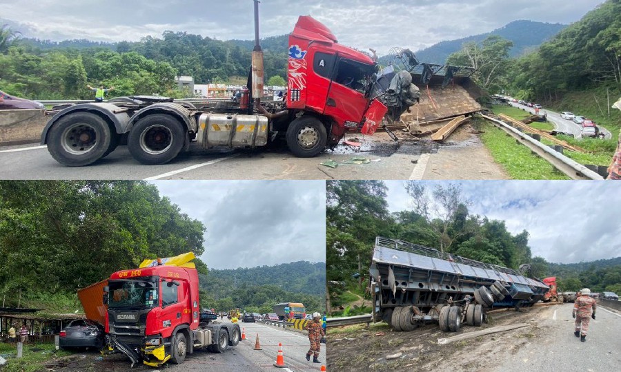 ANIH Bhd said the accident led to a 21.2km-long traffic congestion. - Pic courtesy of Fire and Rescue Dept. 