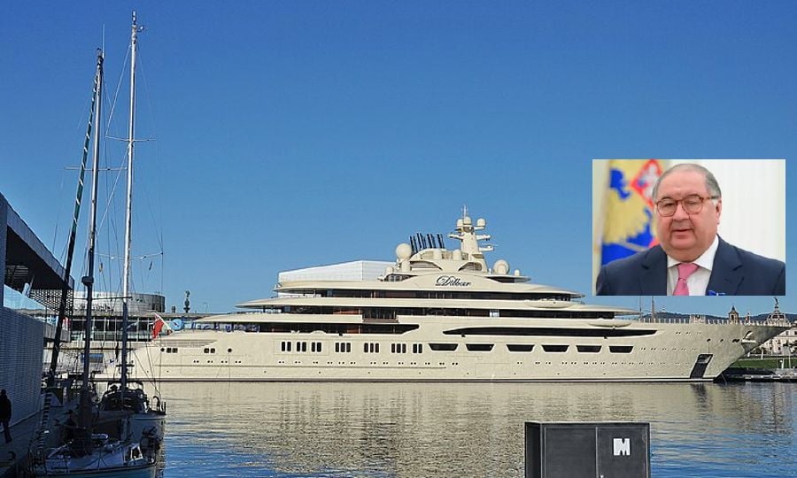 Russian oligarch Alisher Usmanov (inset) owns the world’s largest superyacht — M/S Dilbar, worth around US$600 million. 
