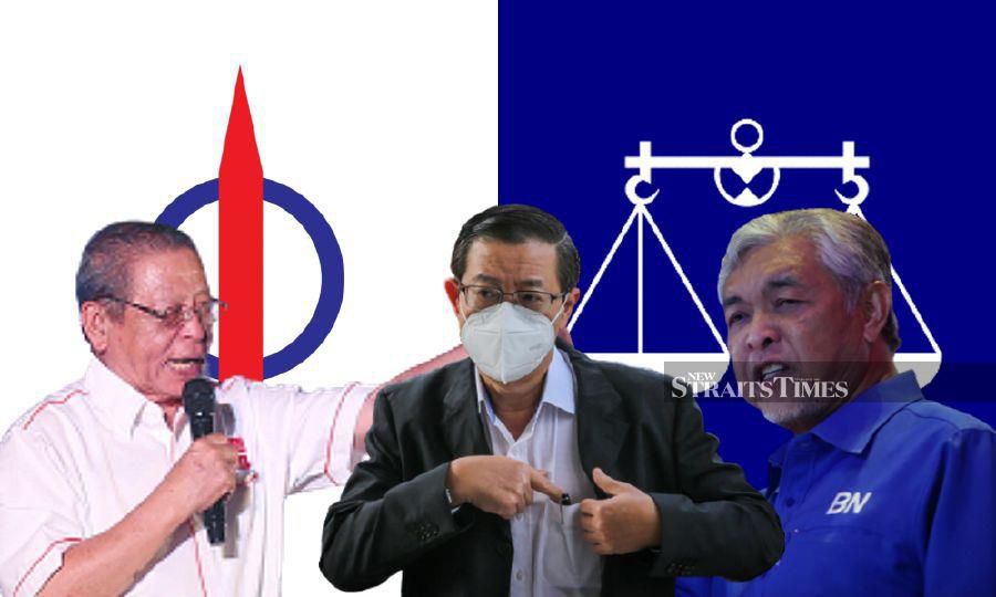 Barisan Nasional chairman Datuk Seri Dr Ahmad Zahid Hamidi (right) DAP stalwart Lim Kit Siang (left) and DAP national chairman Lim Guan Eng.  - NSTP file pic