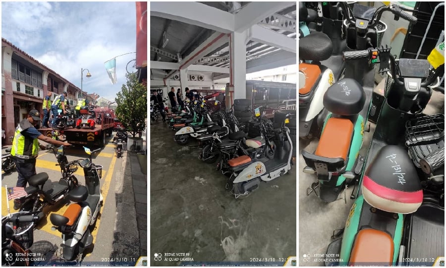 Some of the e-scooters seized by the Penang Island City Council (MBPP). - Pic credit majlisbandaraya.pulaupinang