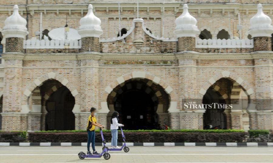 City Hall says riding electric scooters is not allowed at Dataran Merdeka as the route is part of a public road. - NSTP file pic