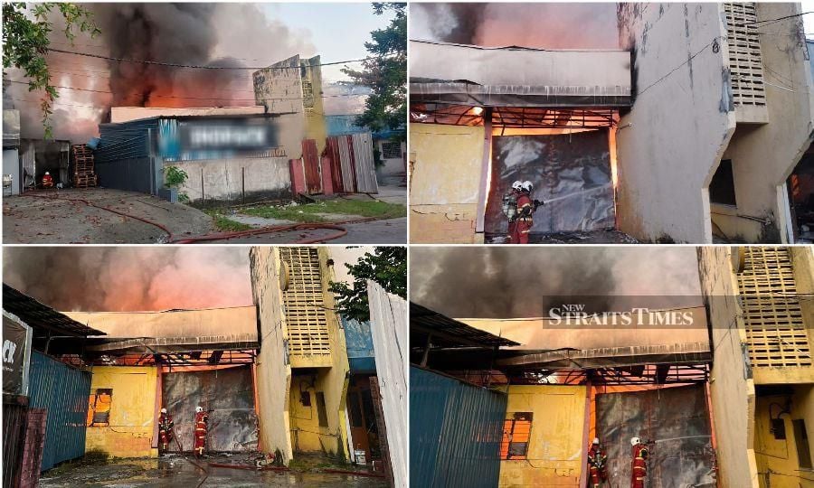 The fire which started at about 6.20am is believed to have started from the first factory lot before quickly spreading to the other two adjoining lots. 