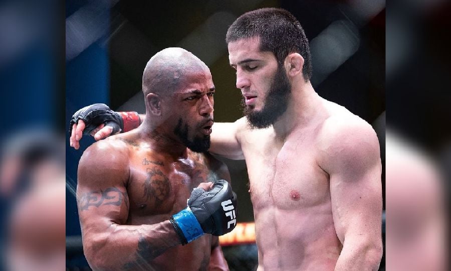Islam Makhachev (right) defeated Bobby Green in the main event of UFC Fight Night in Las Vegas. 