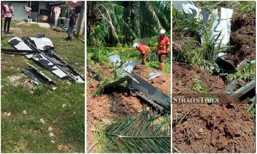 Wreckage of the aircraft is seen near Kampung Tok Muda in Kapar. - Pic sourced from social media. 