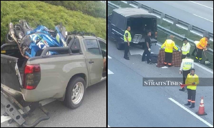 The rider was killed during the crash at Km98.6 of the East Coast Highway Phase 1 (LPT), near the Lanchang exit. _ Pic courtesy of police