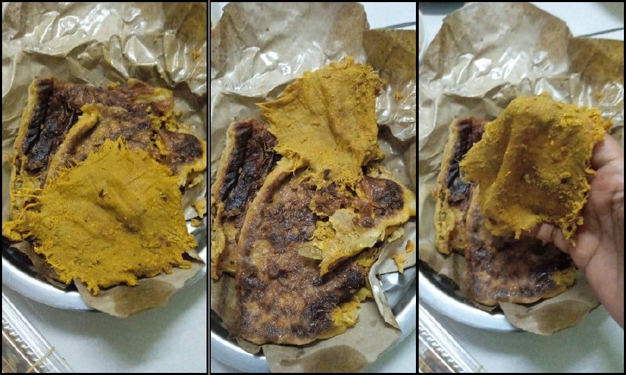 The user showed what appeared to be a dirty rag in her Murtabak. - Pic credit Facebook Yuhaiza Hamid