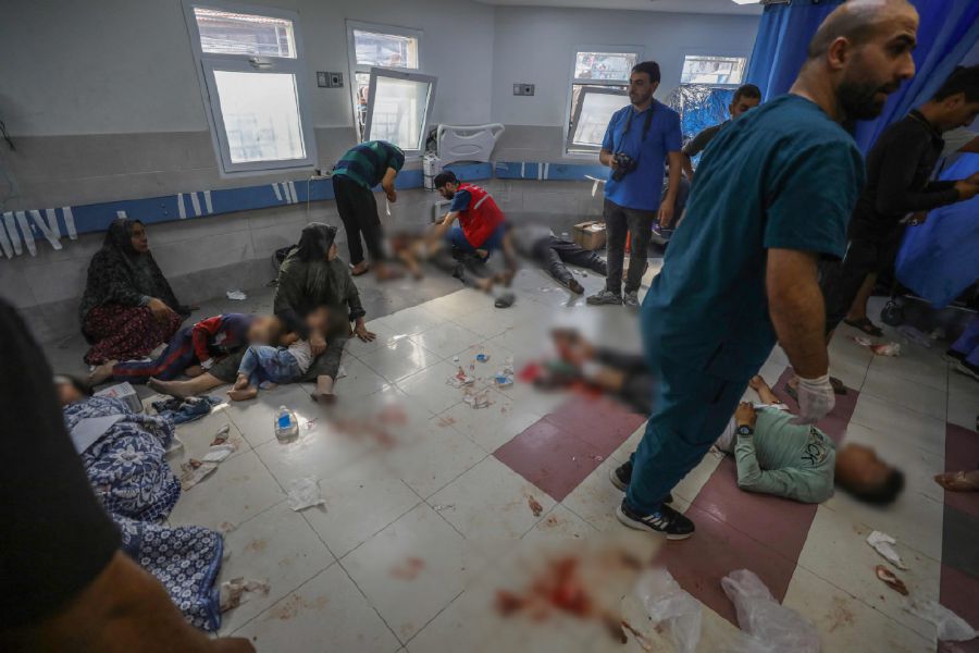 Injured Palestinians receive treatment at al-Shifa hopsital in Gaza City following Israeli strikes. - AFP PIC