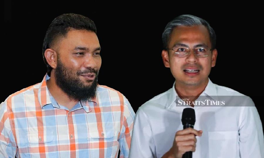 Papagomo (left) has been instructed to submit his response to a defamation suit by Communications and Digital Minister Fahmi Fadzil. - NSTP file pic