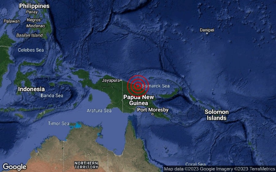 The location of the 6.5 magnitude quake in Papua New Guinea. - Pic credit Facebook malaysiamet