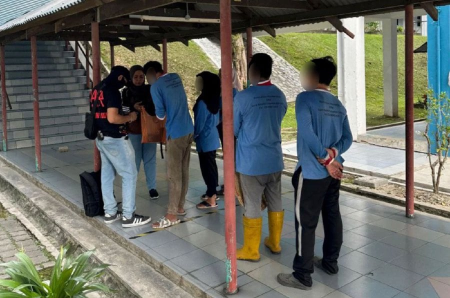 All five men and ten women, believed to be Indonesians, were allegedly hired illegally for cleaning duties at the premises. - Pic courtesy JIM KL