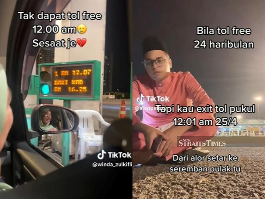 The move was welcomed by Malaysians, but some Netizens were unaware that usual toll fares would be imposed on the first and second days of Hari Raya. - Screengrab via TikTok/aleppstory; TikTok/winda_zulkifli