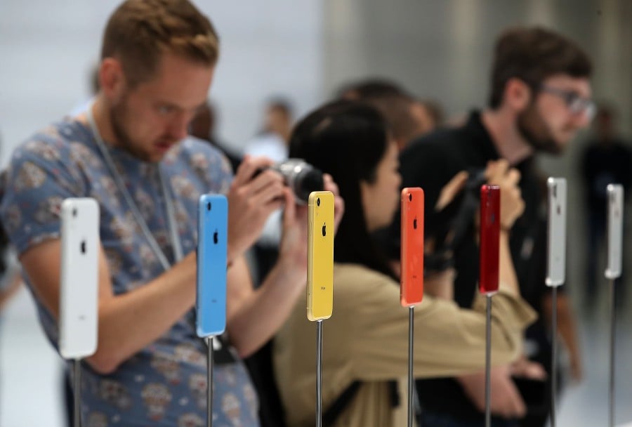 The new Apple iPhone XR on display. AFP photo