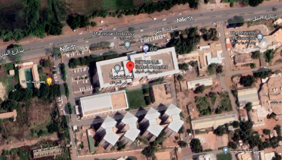 This Google Map shows the exact location of the Petronas Sudan Complex.