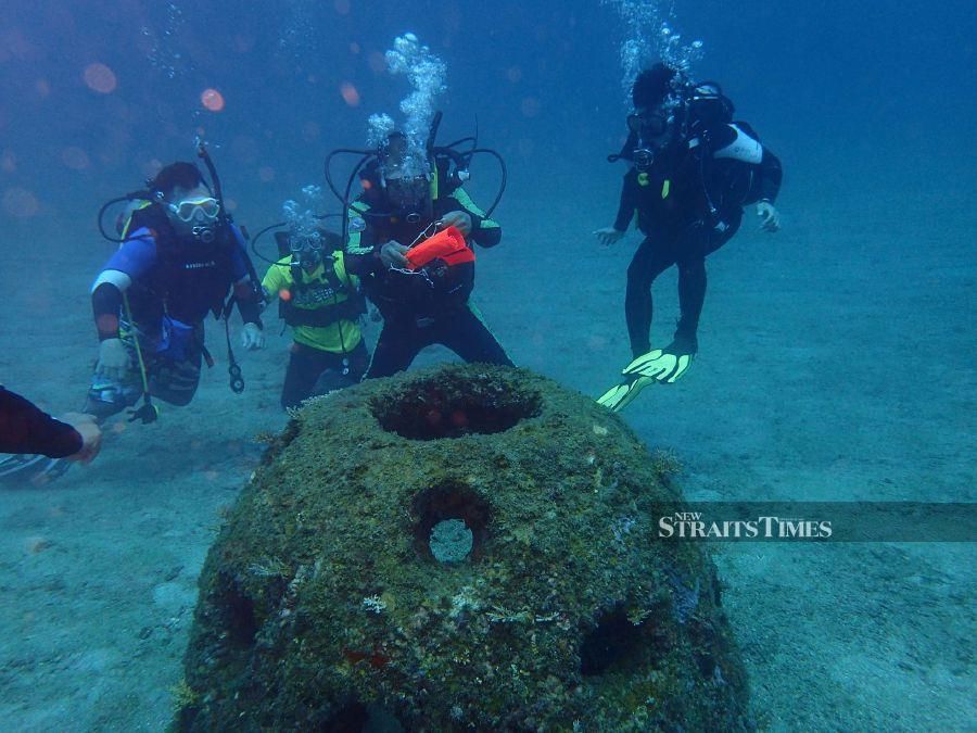 Artificial reef balls in Similajau National Park, Bintulu, help the regeneration and rehabilitation of corals.