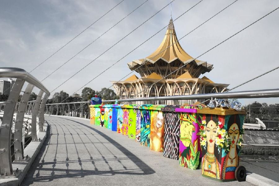 A total of 15 colorful recycle bins will be placed at the 22nd Rainforest World Music Festival at Sarawak Cultural Village here on July 12 to 14 to promote proper waste disposal and segregation. Pix courtesy of SPATIVATE