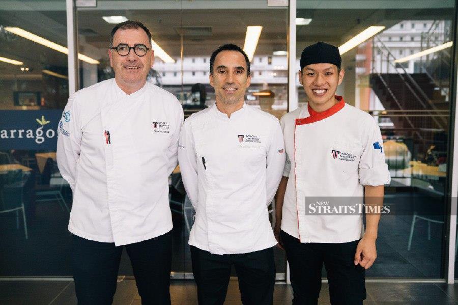 (from left) Chef Pascal Bonnafous was the chef lecturer to Taylor's Culinary Insitute director Chef Frederic Raymond Paul Cerchi, who in turn has nurtured Chen Kai Loong, a Young Chef Olympiad 2020 gold medallist.