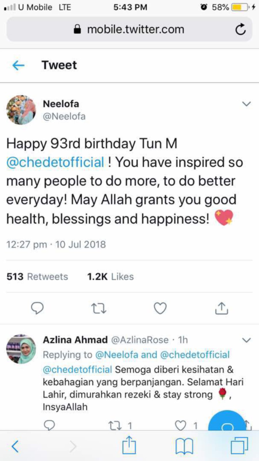 Showbiz Celebs Chime In To Wish Tun M Happy Birthday On Social Media