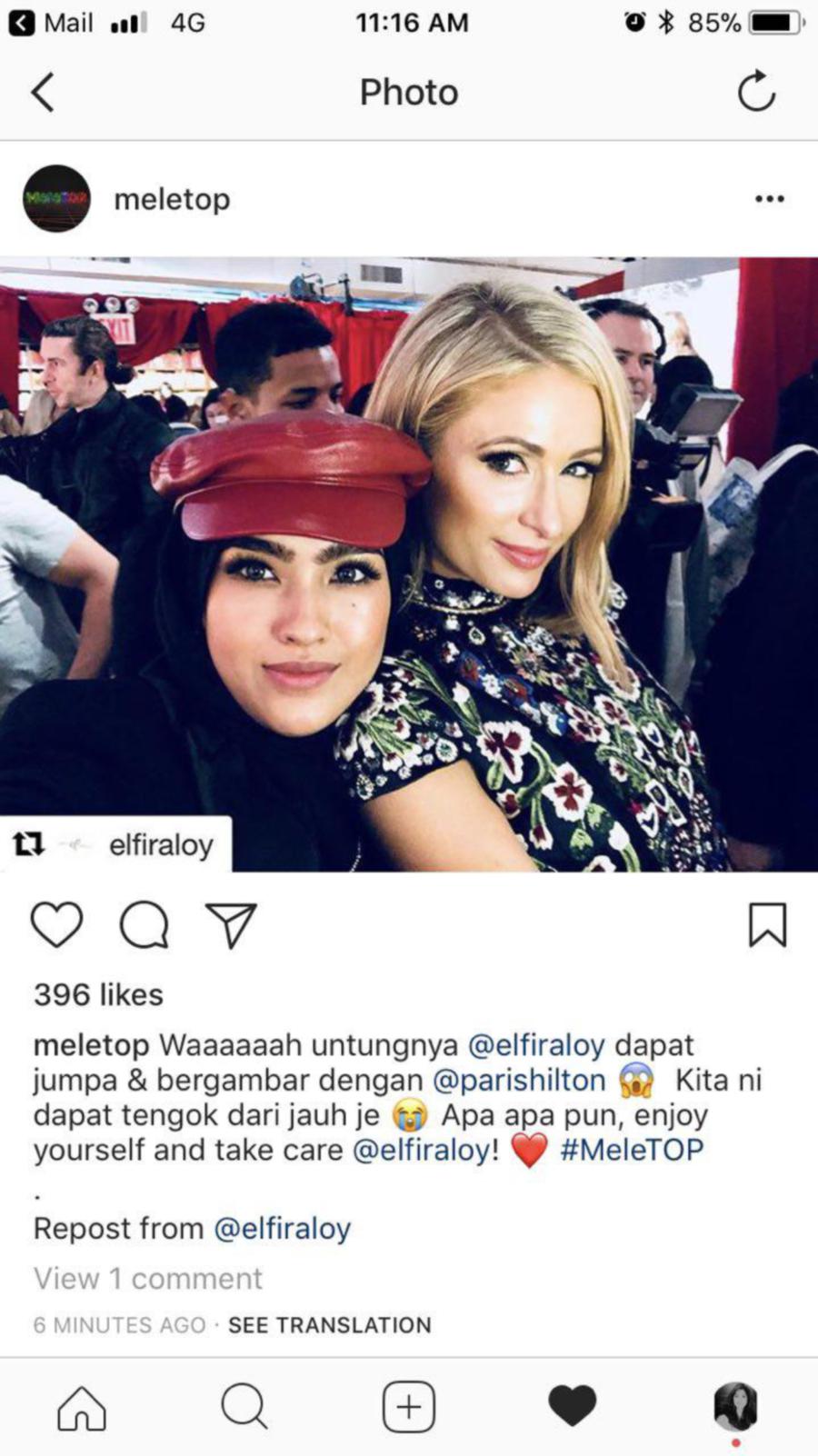 Showbiz Actress Elfira Loy Posts A Selfie Of Her Hanging Out With