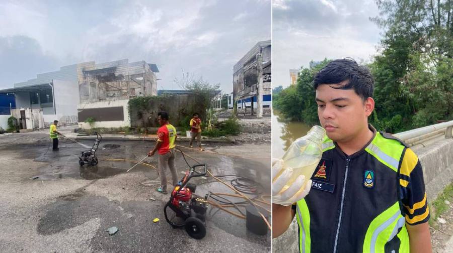 LUAS immediately placed a total of 12 units of oil-absorbing pads and two bags of activated carbon (AC), weighing 50 kilogrammes, to deodorise, trap and prevent the flow of oil traces from flowing into Sungai Langat. - Pic credit Facebook/LUAS