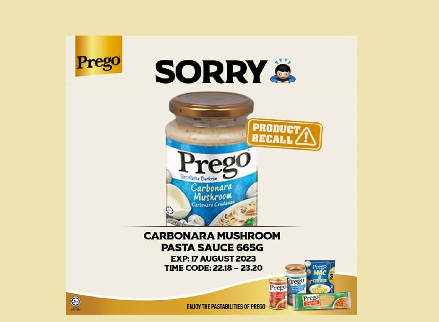 Don't eat the sauce… Prego mushroom carbonara pasta cream recalled due to  bad processing