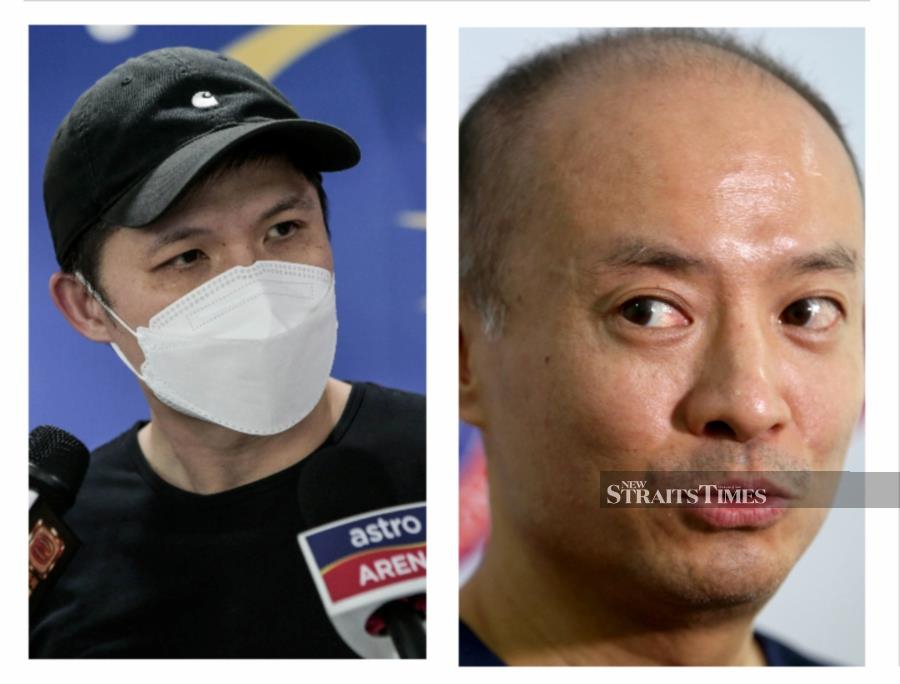 National coaches Wong Choong Hann (left) and Hendrawan have six months to identify a second and third national men’s singles player after Ng Tze Yong. - NSTP file pic