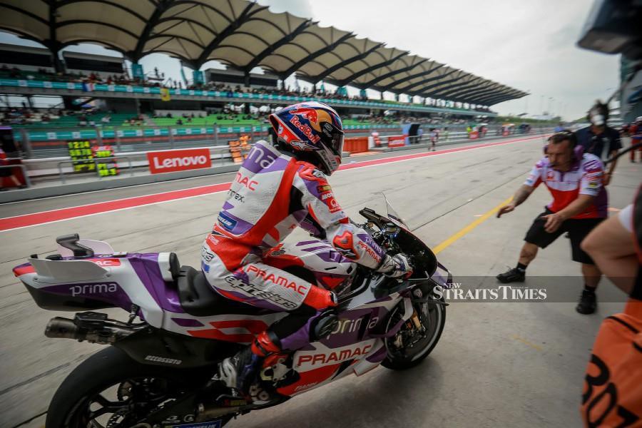 Jorge Martin in action during the practice session in Sepang. -NSTP/ASYRAF HAMZAH