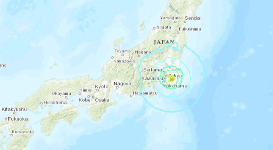 A map showing the location of the quake in Japan. 