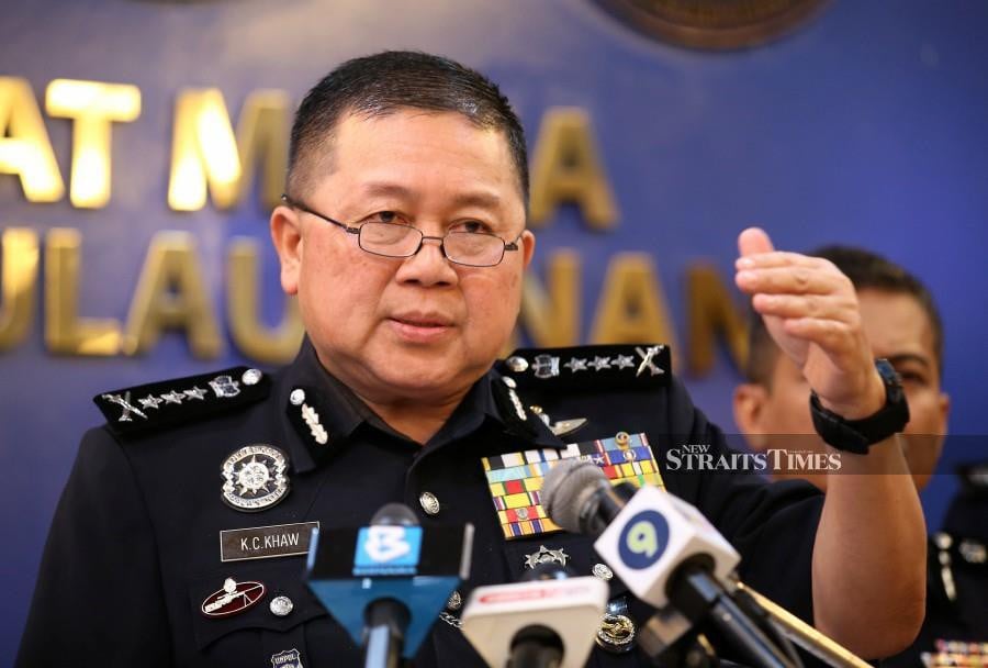 Penang police chief Datuk Khaw Kok Chin speaks to reporters during a press conference at the state police contingent headquarters in Georgetown. - NSTP/MIKAIL ONG