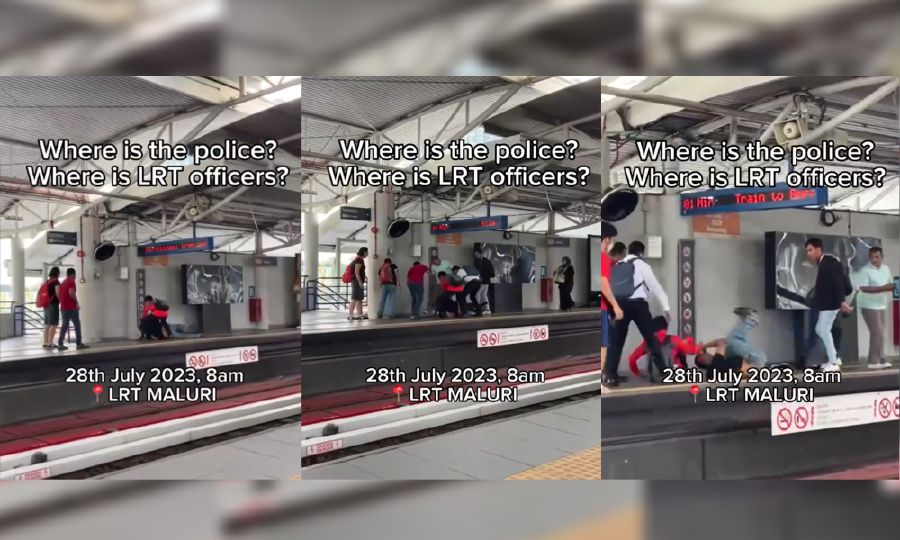 This photo combination made from a viral video shows the alleged incident. 