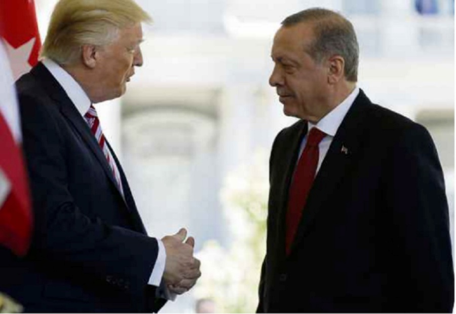 President Donald Trump and Turkish President Recep Tayyip Erdogan during the latter’s visit to the United States last year. Turkish-US ties are strained. REUTERS PIC 