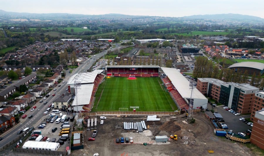 A general view over Wrexham's stadium the Racecourse Ground ahead of their National League match against Boreham Wood. - REUTERS PICs