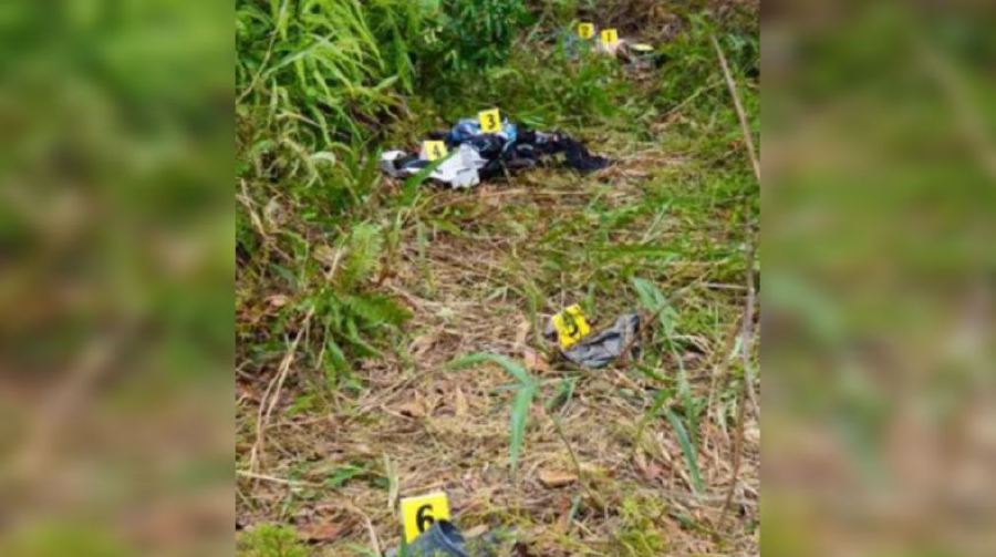 The skeletal remains of an unidentified man was found in some undergrowth along Jalan Kristal in Sibujaya, here, yesterday. - Pic courtesy of police
