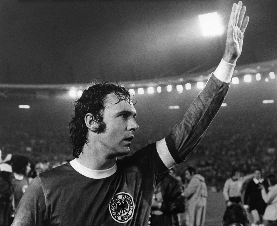 German football player Franz Beckenbauer waves to the spectators after winning the World Cup 1974 final football match against Sweden, in Dusseldorf, on June 30, 1974.- AFP PIC