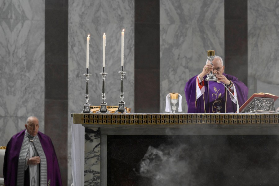 Pope Francis attends Ash Wednesday mass at the Santa Sabina Basilica in Rome, Italy. - REUTERS PIC