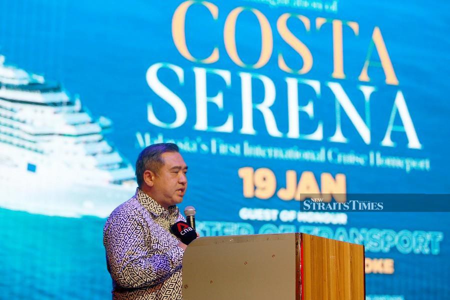Transport Minister Anthony Loke delivers his keynote address during the inauguration of Costa Serena's first international cruise homeport in Pulau Indah, Port Klang. -NSTP/FAIZ ANUAR