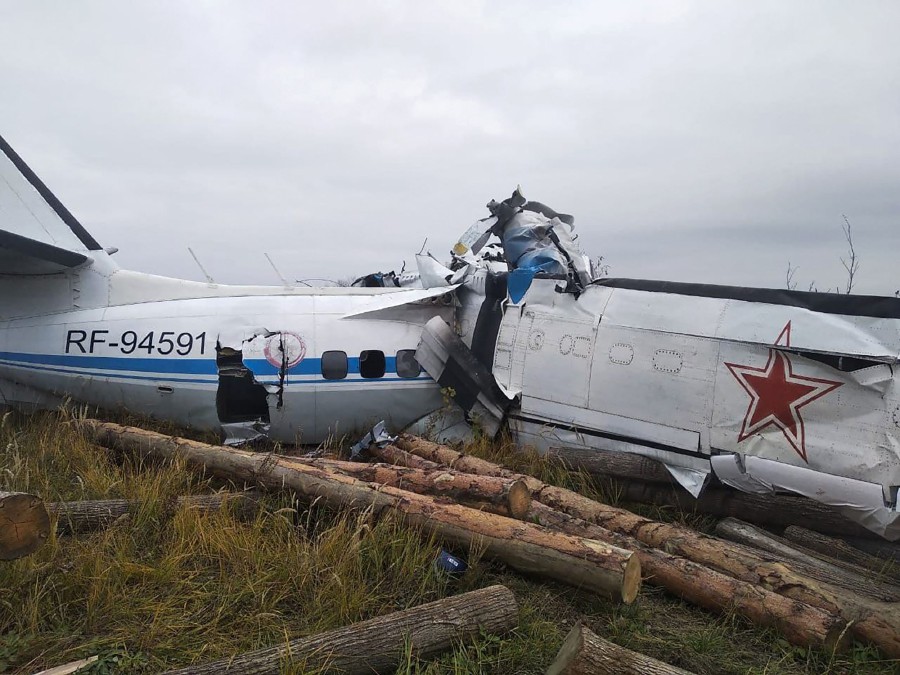 A wreckage at a site of the L-410 plane crash near the town of Menzelinsk in the Republic of Tatarstan. - AFP PIC