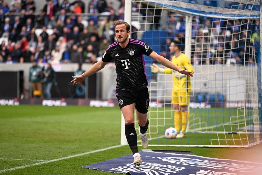 Bayern Munich's Harry Kane celebrates scoring against Darmstadt in Darmstadt. - AFP PIC