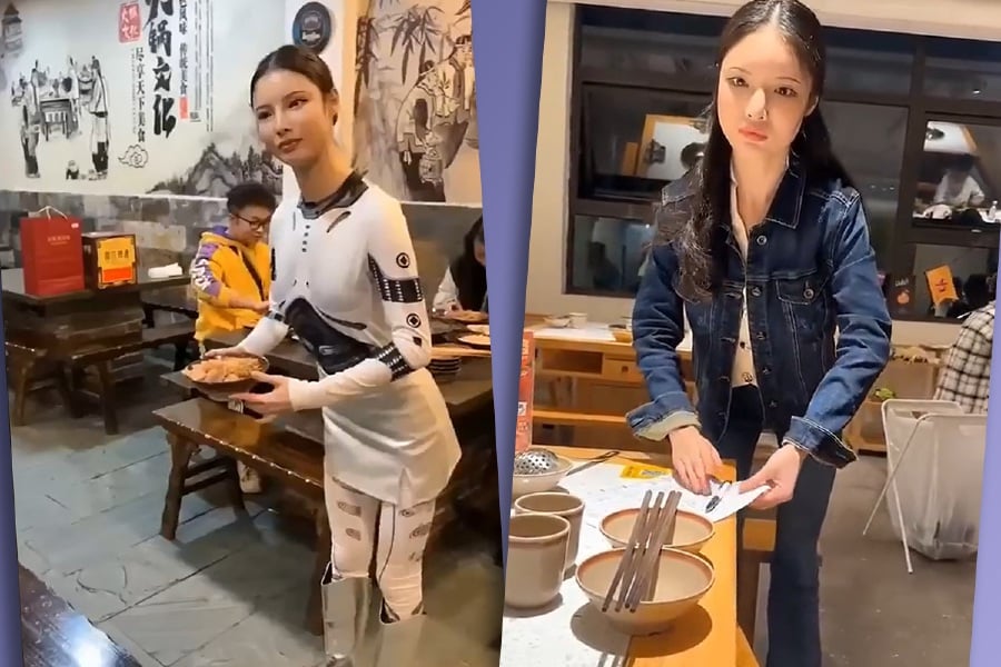  A 26-year-old female hotpot restaurant owner known as Qin in Chongqing, China, has become an Internet sensation with her unique “robot” service. - Pic screengrab from TikTok