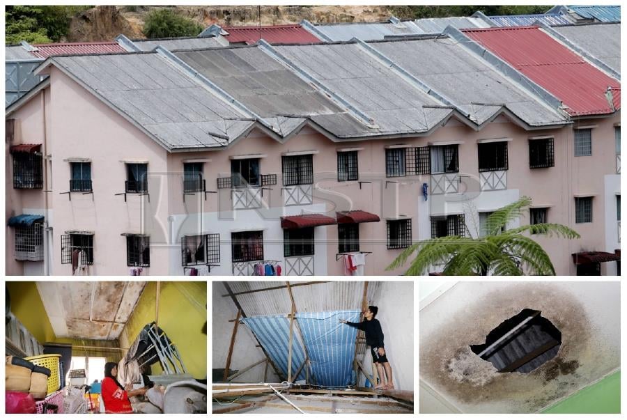 Residents at a low cost medium apartment block here are just waiting for the day when the ceiling or the roof of their respective apartment unit caves in. NSTP/ABDULLAH YUSOF
