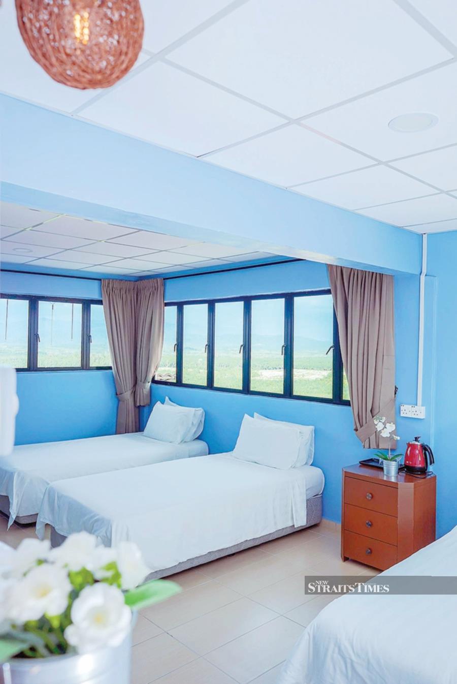 Guest rooms at Labis Sunrise Farm are tastefully decorated.