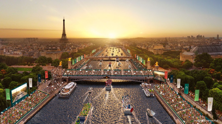  This handout illustration released on December 15, 2021 by Paris 2024 Olympic Committee shows Paris Olympics opening ceremony on July 26, 2024, which will take part on the River Seine, breaking the long-held Summer Games tradition of a stadium procession of athletes and officials. -AFP PIC