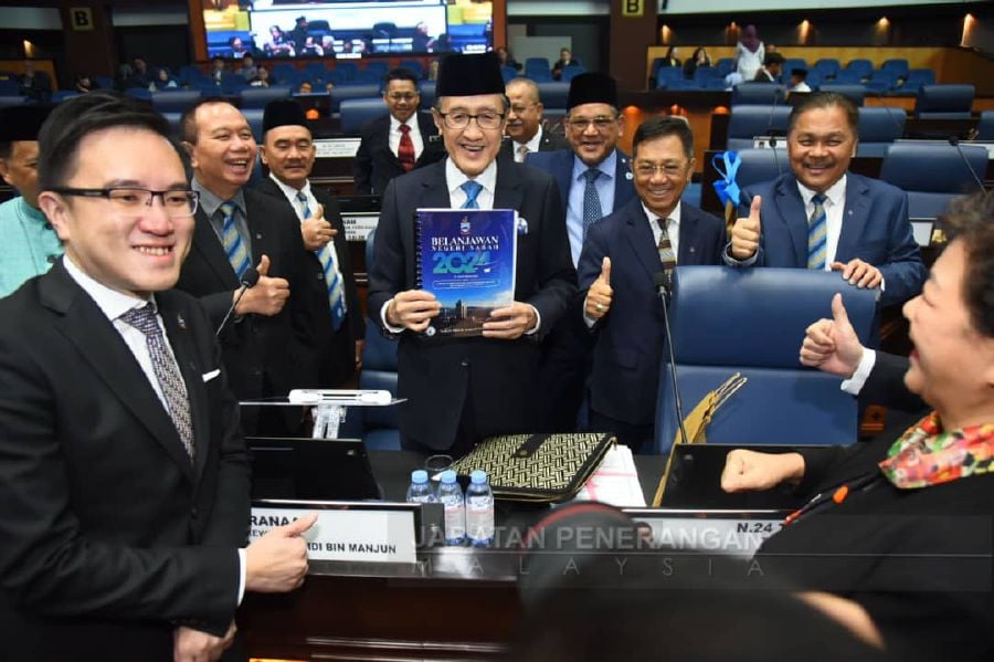 The state Finance Minister Datuk Seri Masidi Manjun said the surplus of RM35.87 million is for preparing a holistic and inclusive budget by uplifting the well-being of the people. - Pic courtesy of Information Department.